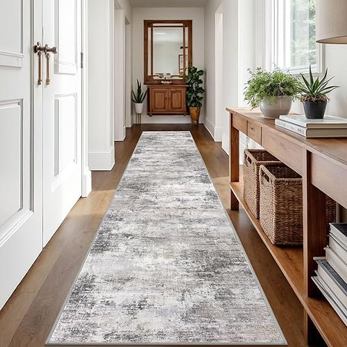 Miniatura 656 de IOHOUZE Alfombra pequeña abstracta de 2 x 3 pies, alfombra de entrada lavable para entrada interior, alfombras con respaldo de goma, alfombra gris