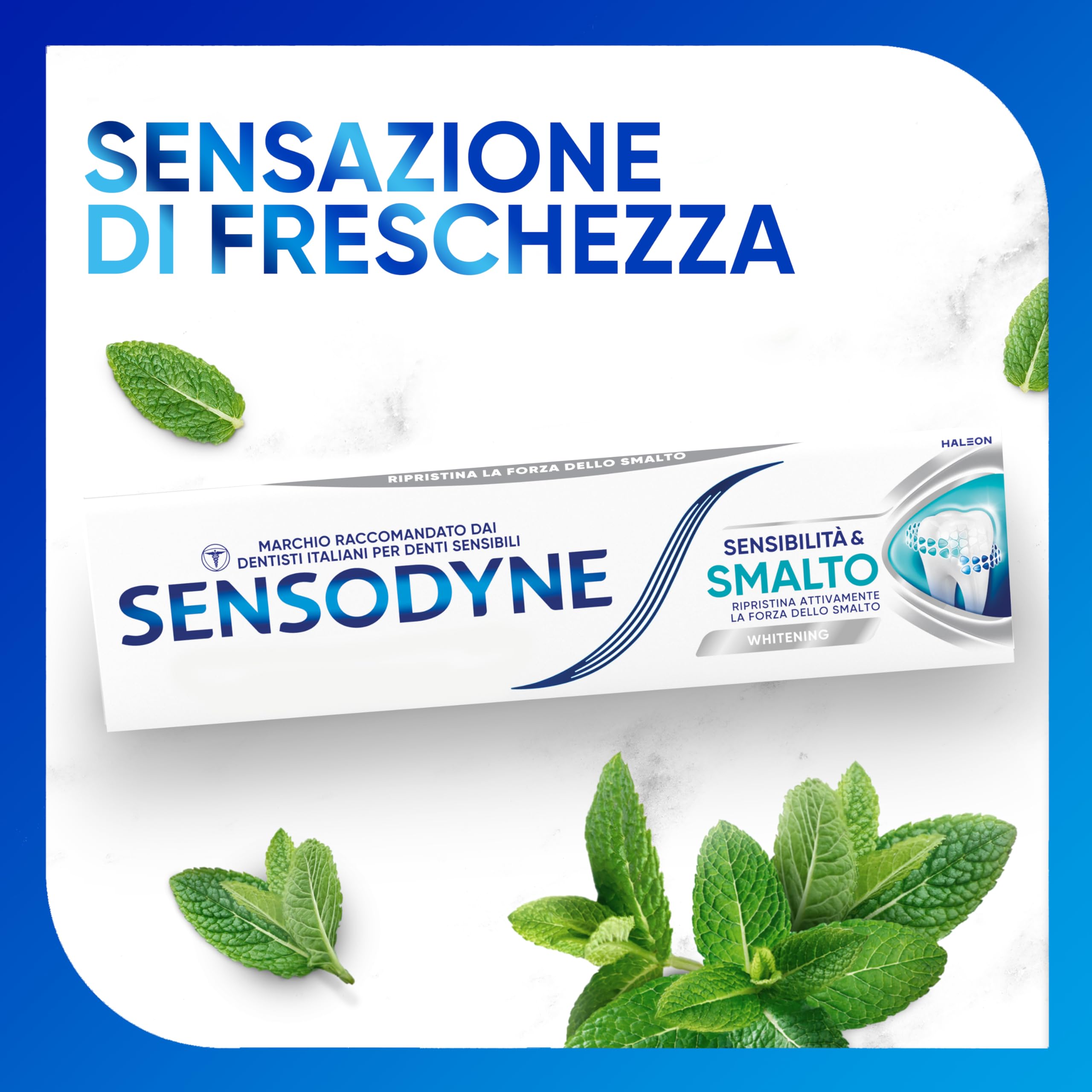 Sensodyne Dentifricio Sensibilità & Smalto Whitening, per Denti Sensibili e Smalto forte, Effetto Sbiancante*,Gusto menta fresca, Maxi formato 4x75ml