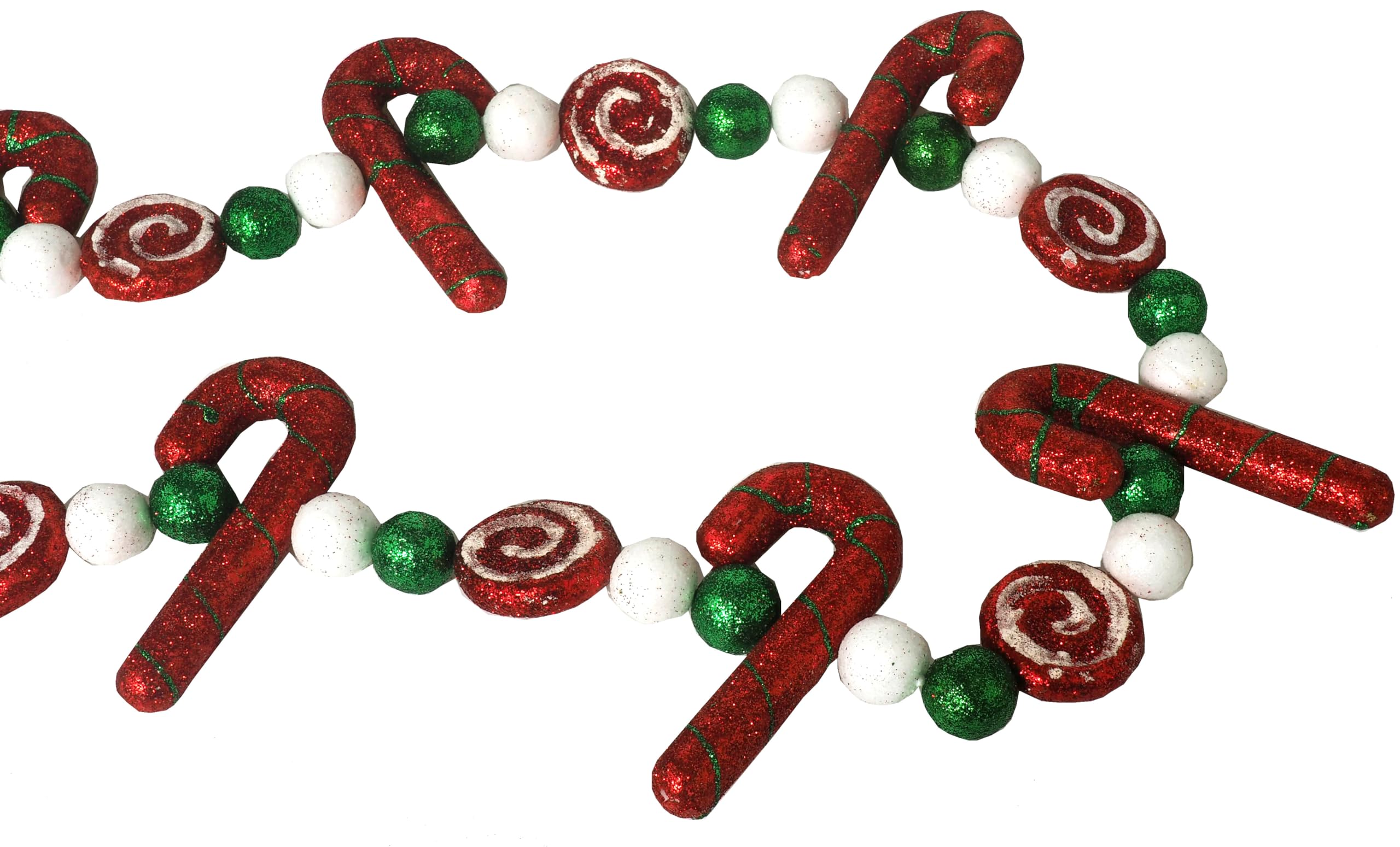 BWG Glitter Christmas Garland 3m Tree Decoration Red White Candy Cane Stick