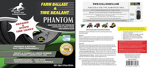 Miniatura 5 de Phantom Farm Lastre y sellador de neumáticos - Rendimiento superior - Reparación de neumáticos - Evita fugas - Extiende la vida útil de los