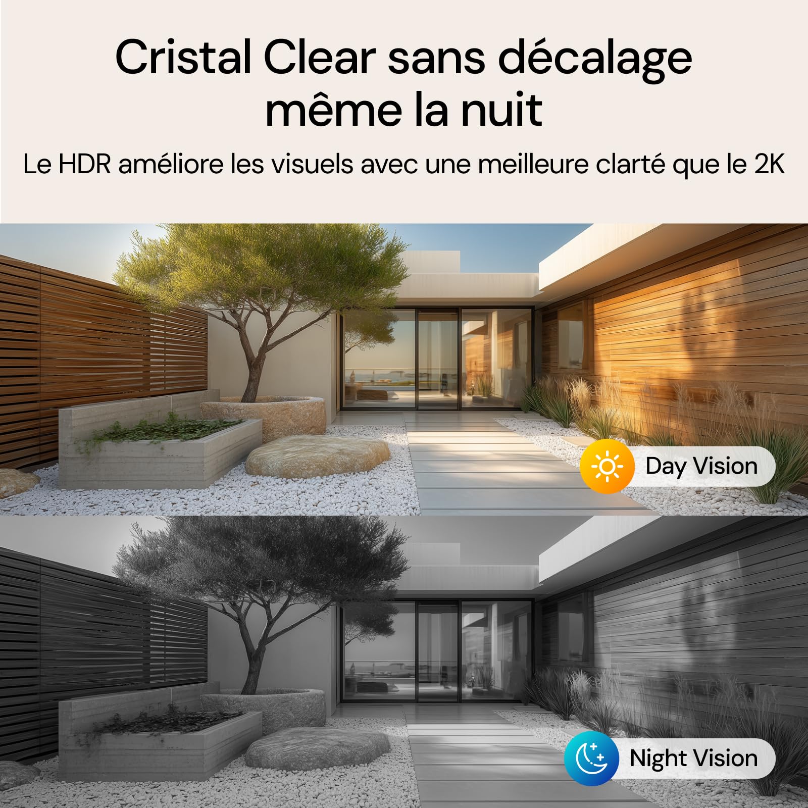 Sonnette sans fil avec caméra 1080P HDR WiFi 2.4/5GHz solaire Détection Humaine PIR Vision Nocturne Audio Bidirectionnel