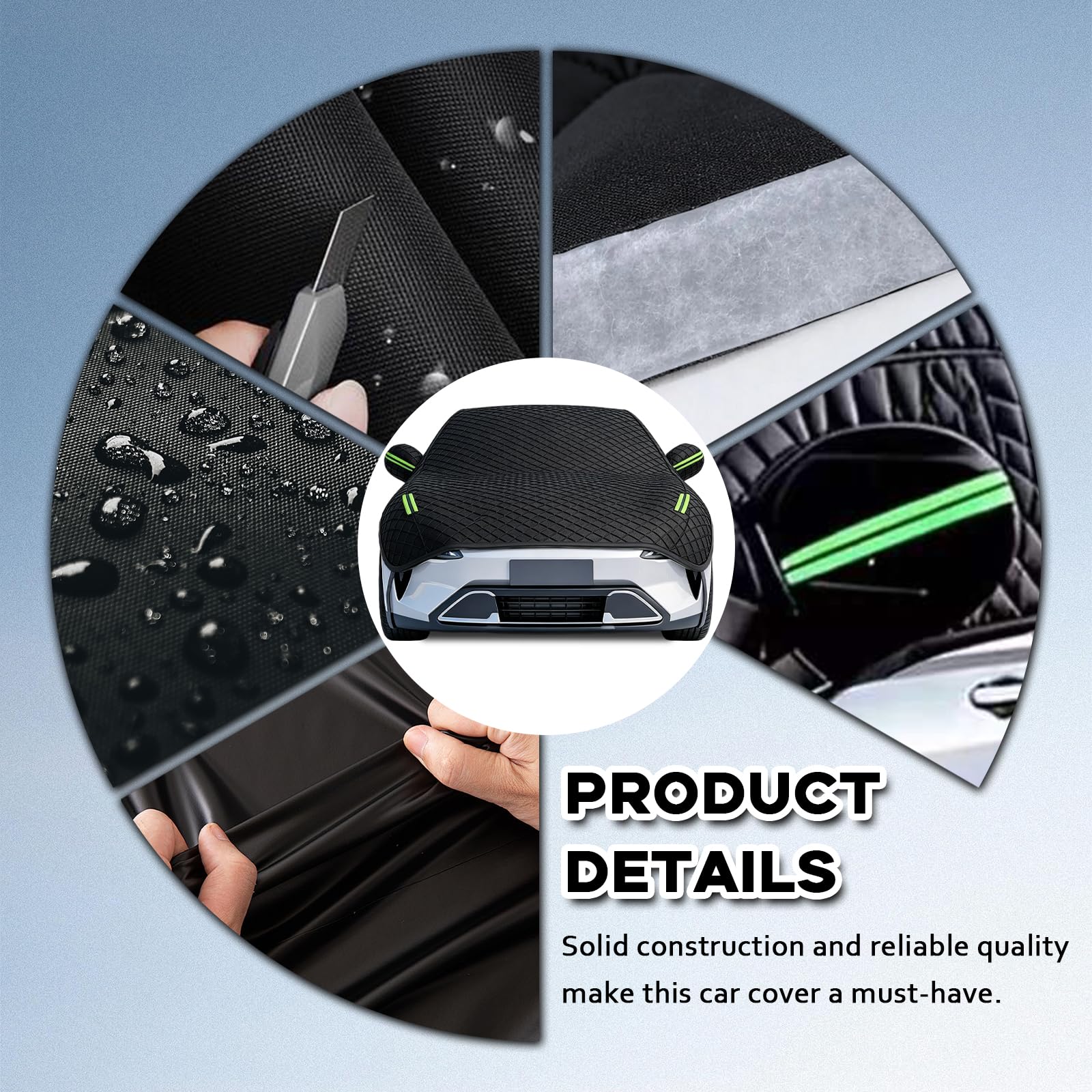 Telo Copriauto Antigrandine per Porsche Macan (2014-2024), Mezza Copertura Auto Imbottito, Impermeabile, Resistente a Neve, Pioggia, Polvere, Anti-UV Esterno Protettiva hlc1