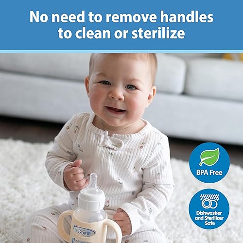 Miniatura 7 de Dr. Brown's Milestones - Manijas de biberón 100% silicona, estrechas, rosa claro, crudo, negro, paquete de 3, 4M+