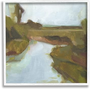 'Blurred Country Creek Landscape Soft Murky'| Framed Giclee Art | Stupell Industries | White, 24 x 24 Inches, Easy to Hang and Sturdy, Made in USA, by Jacob Green