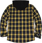 Men's Sherpa Lined Full Zip Hooded Plaid Flannel Shirt Jacket