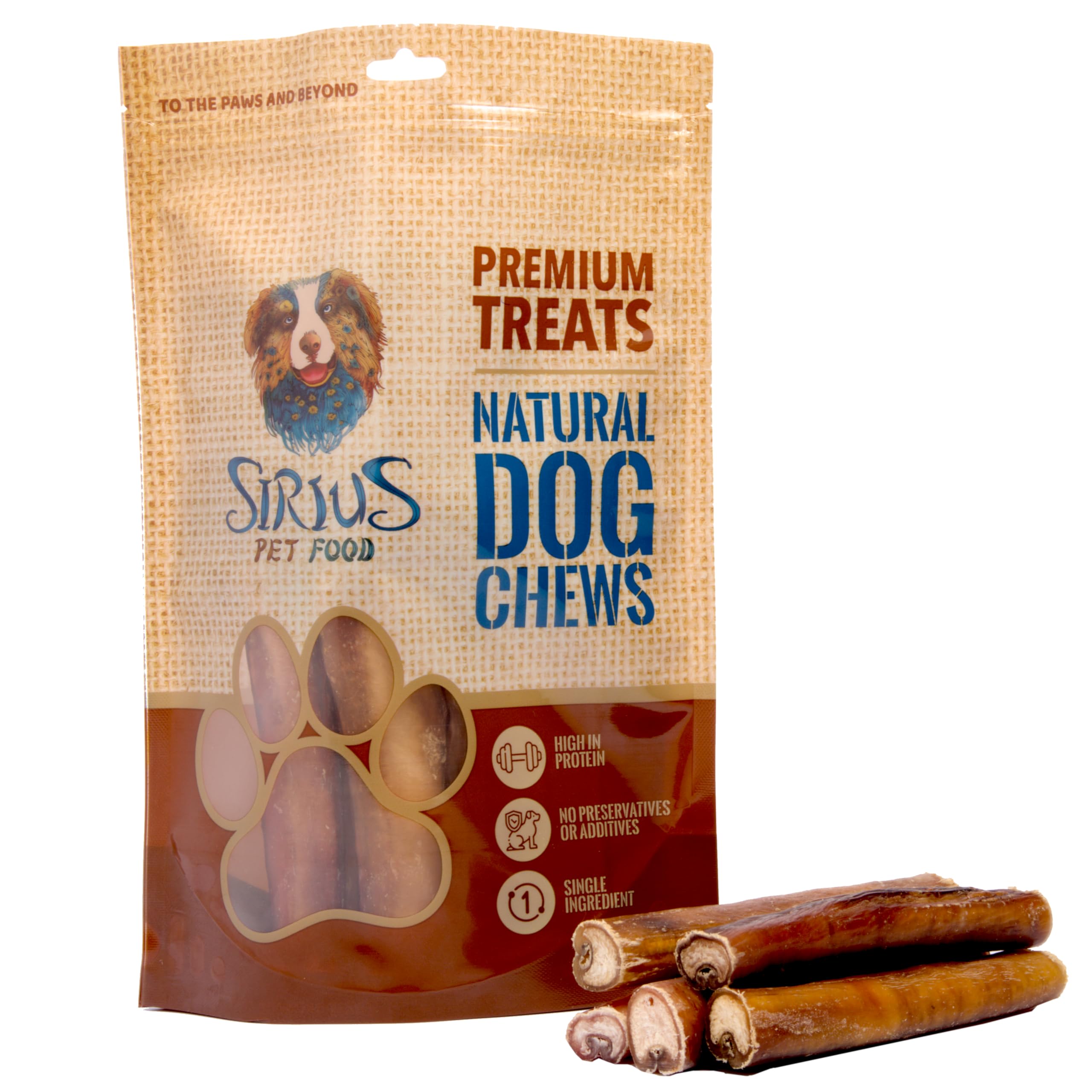 Sirius Natural 15cm - 6" Monster Pizzle Sticks for Dogs (5 Pack) - Odour Free Bully Sticks | Long Lasting Natural Dog Chews | Grain Free Dental Treats for Puppies & Adults