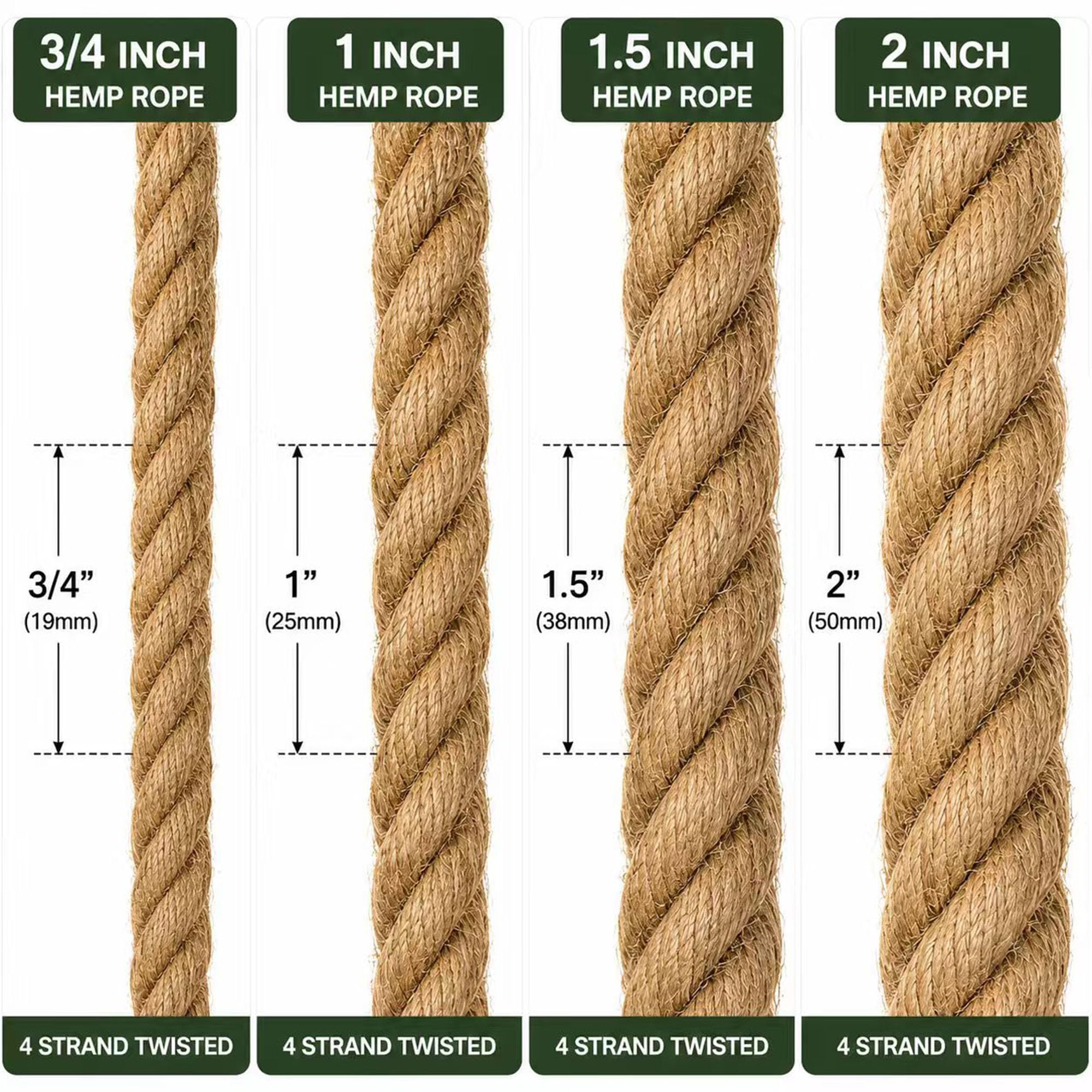 Cuerda gruesa de cáñamo – 1.5 x 150 pies – Cuerda de manila trenzada – Cuerda de yute natural para hamacas, muelles, náuticos, barandillas, decoración