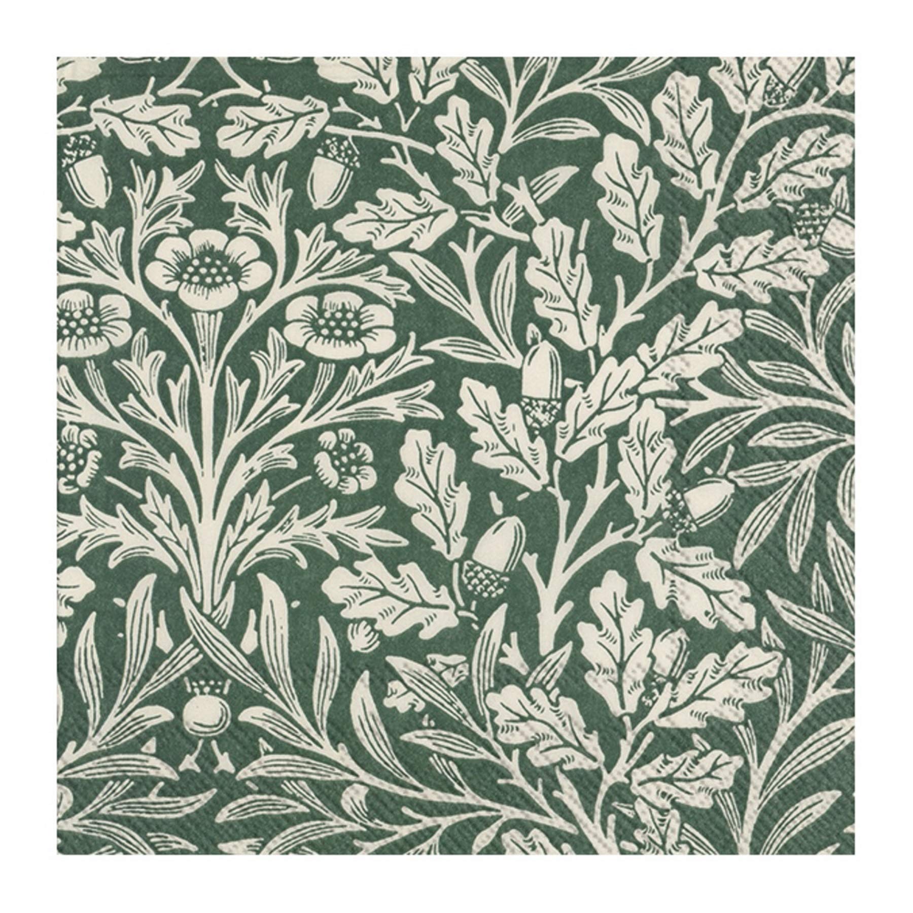 IHR ACORN (V&A) green linen paper table lunch napkins 33 cm square 3 ply 20 in a pack