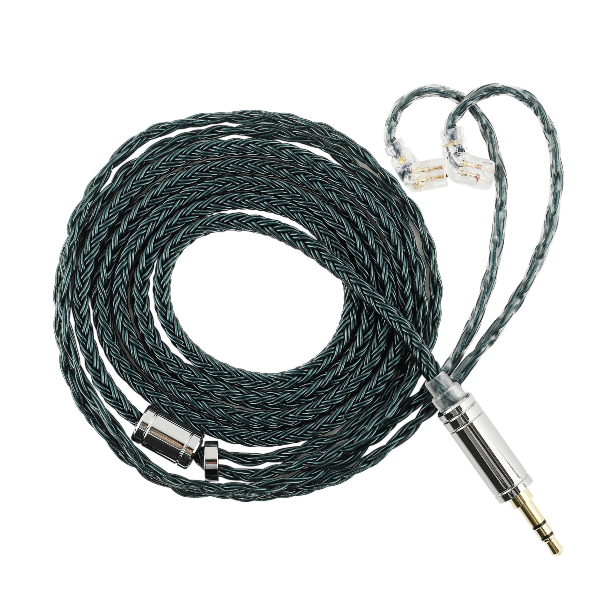 Linsoul Tripowin Zonie IEM Cable, 16 Core Silver Plated Earphone Upgraded Cords, 1.25m SPC in Ear Monitor Cable for ZS10 PRO 2 AS10 PRO ZSN PRO X Wan’er SIMGOT EM6L(Recessed 2pin, 3.5mm)(Moss)