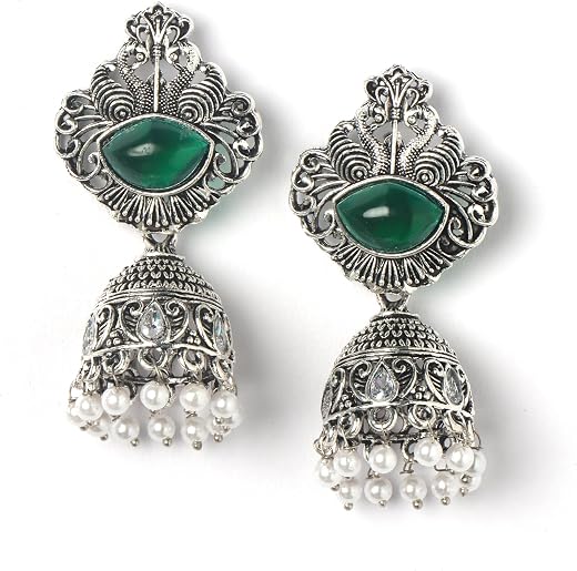 OrnaOra Antique Jhumka Earrings for Women | Traditional Oxidized Drop Earrings | Ethnic Statement Jewelry for Festive