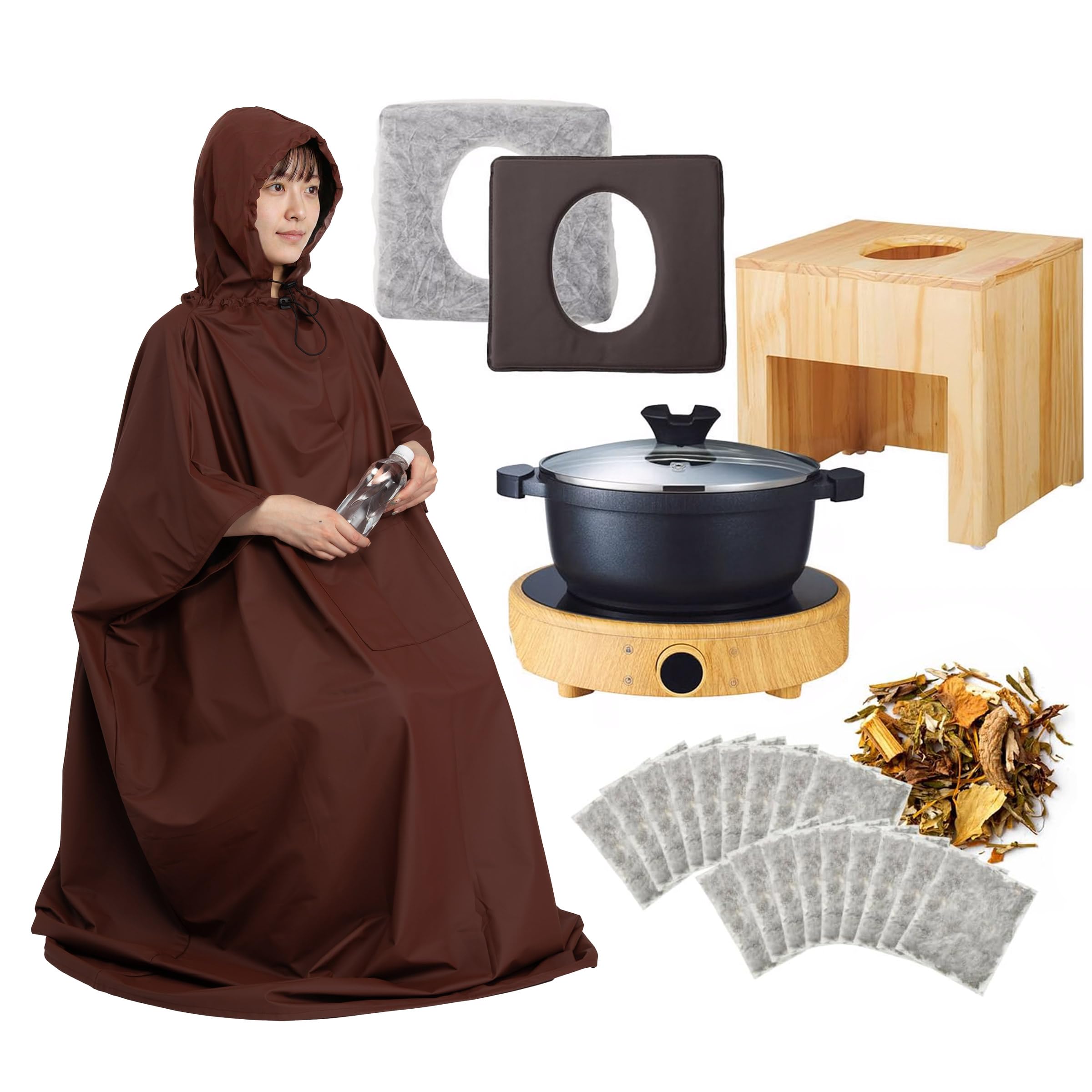 Amazon.co.jp: 【漢方パック】よもぎ蒸しセット（鍋あり・フード付き