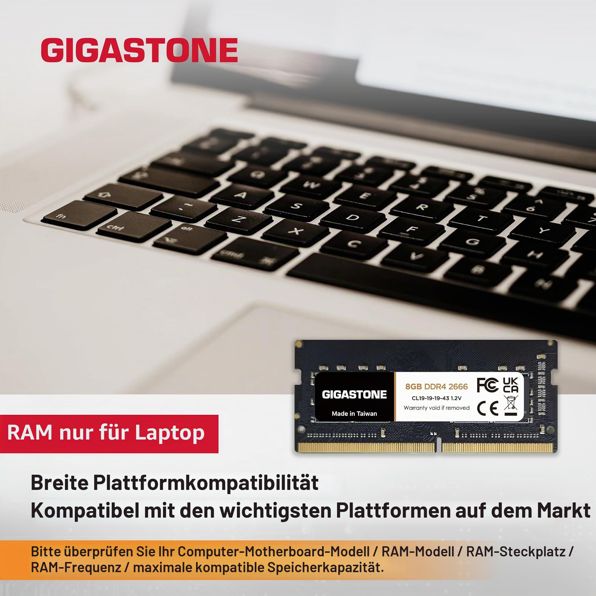 【DDR4 RAM Nur für Laptops】 GIGASTONE 16GB Kit (2x8GB) DDR4 2666MHz (2400MHz or 2133MHz) PC4-21300(PC4-19200/17000) CL19 1.2V SODIMM 260Pin Nicht-ECC ungepuffert Notebook Laptop Speicher-Upgrade