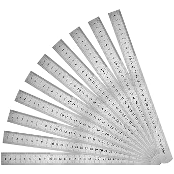 LEXININ 10 Pack 12 Inch Stainless Steel Ruler, 30cm Metal Ruler with Inches and Centimeters, Steel Metric Straight Measuring Ruler for Home, Office