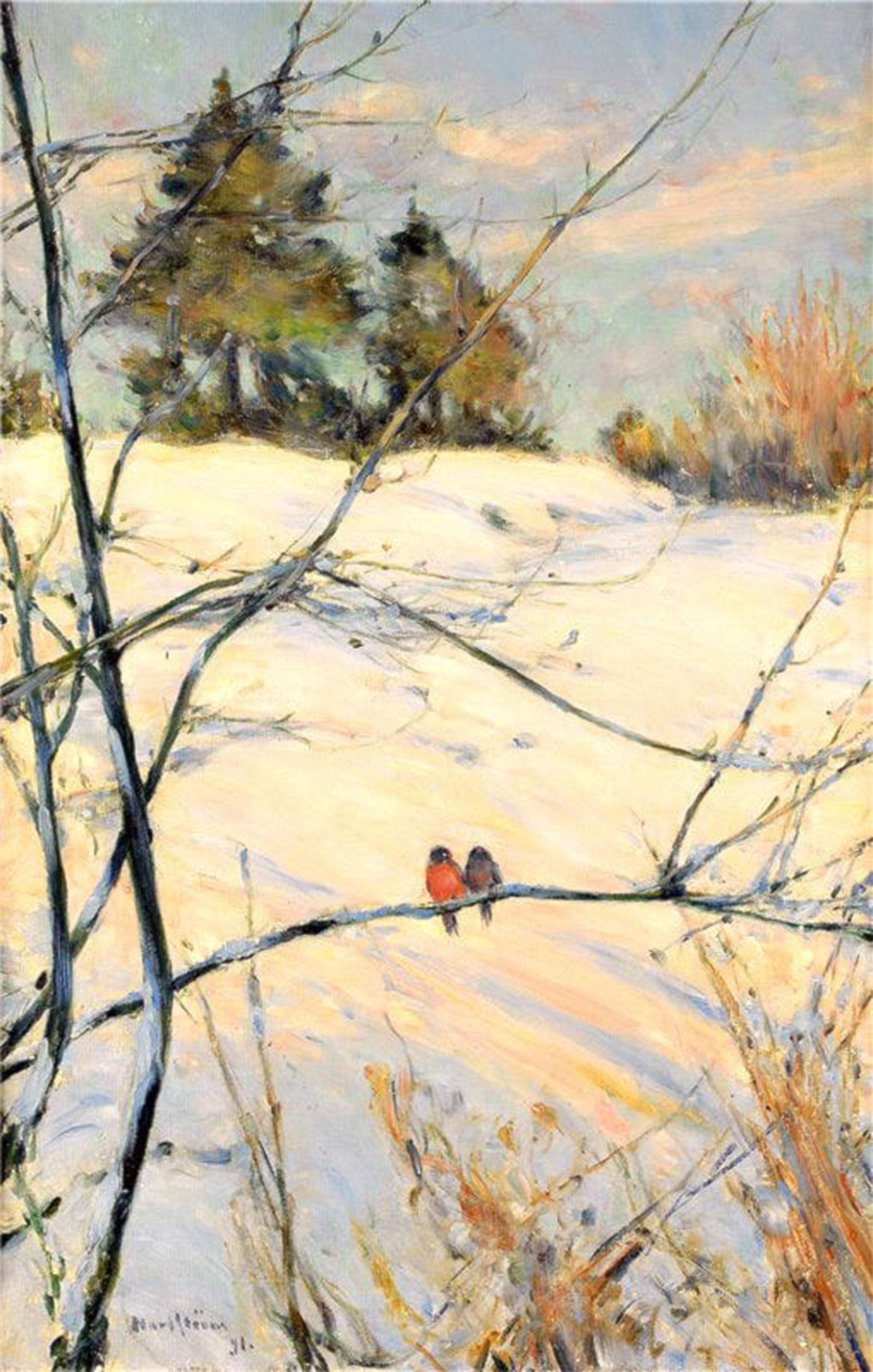 ARTXLXXBN Famous Print Painting Colorful Art Print Winter Scene From Skansen Karl Nordstrom Canvas Art Decorations for Home Decor 60x90cm