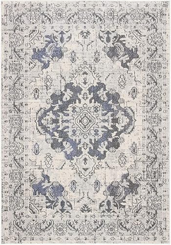 Miniatura 1 de Alfombra bohemia Safavieh estilo medallón antiguo, colección Monaco MNC243B, no suelta fibra, resistente a las manchas, ideal para sala de estar,