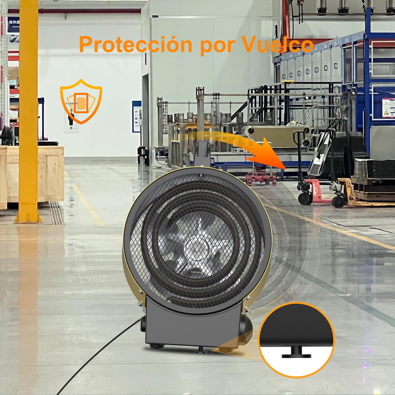 Calefactor Eléctrico 3000 W Termoventilador Portatil, Amarillo | Calefactor de Obra 230 V con Asa, Termostato y Protección Contra Sobrecalentamiento - Apto para Hogares, Tallers