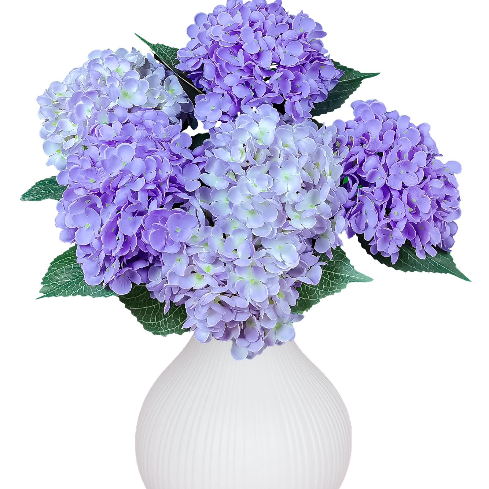 LA.PONEE 6PCS Premium Purple Hydrangea Artificial Flowers