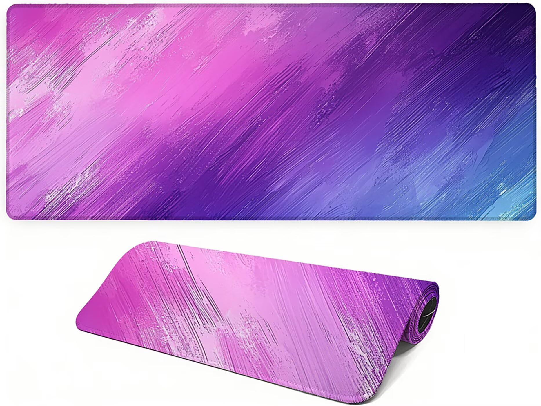 Lpfieonn Rosa Großes Schreibtischunterlage, XXL Schreibtischunterlagen, Lila XXL Wasserdicht Gaming Mousepad mit Vernähter Rand und Rutschfeste Gummibasis, für Laptop/Hause/Büro 120x60cm PF-2297