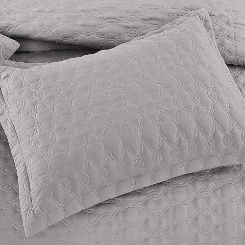 Miniatura 4 de Juego de edredón de 3 piezas, juego de colcha extra suave con costuras para todas las estaciones, incluye 1 edredón y 2 fundas de almohada, sin