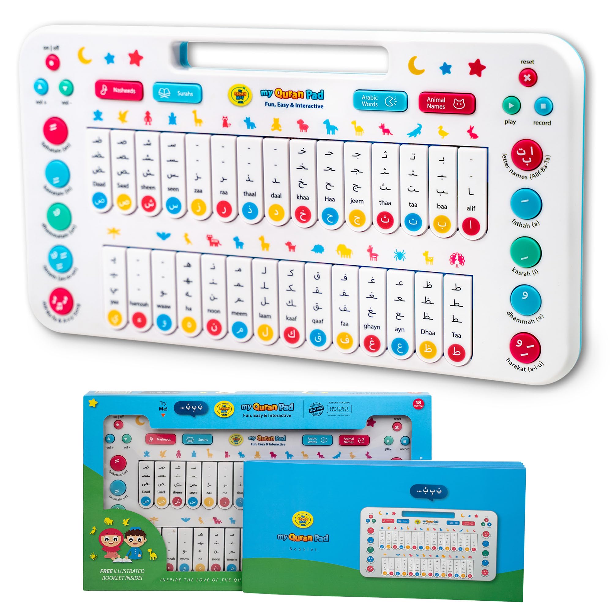 Tablet Educativo per Bambini - My Salah Mat: Libro Sonoro Bambini Elettronico con Parole Quotidiane, Nomi di Animali e Molto Altro - Gioco Interattivo per Apprendimento dell'Arabo per Ragazzi