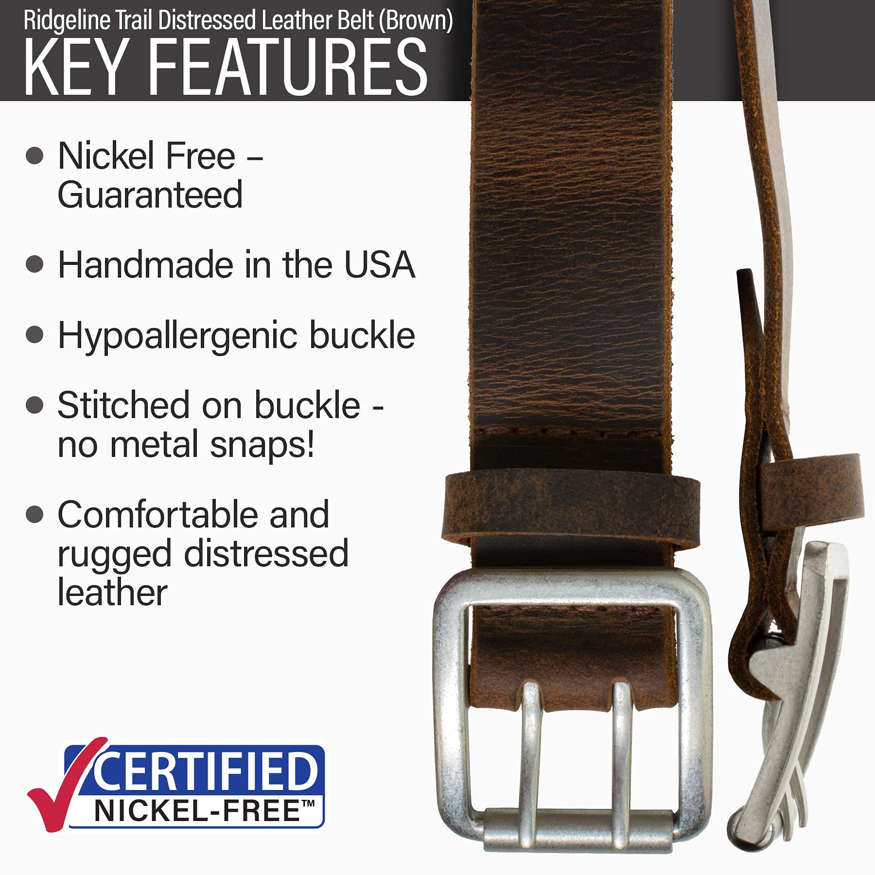 Nickel Smart Ridgeline Trail Brown Belt (50 Inch)