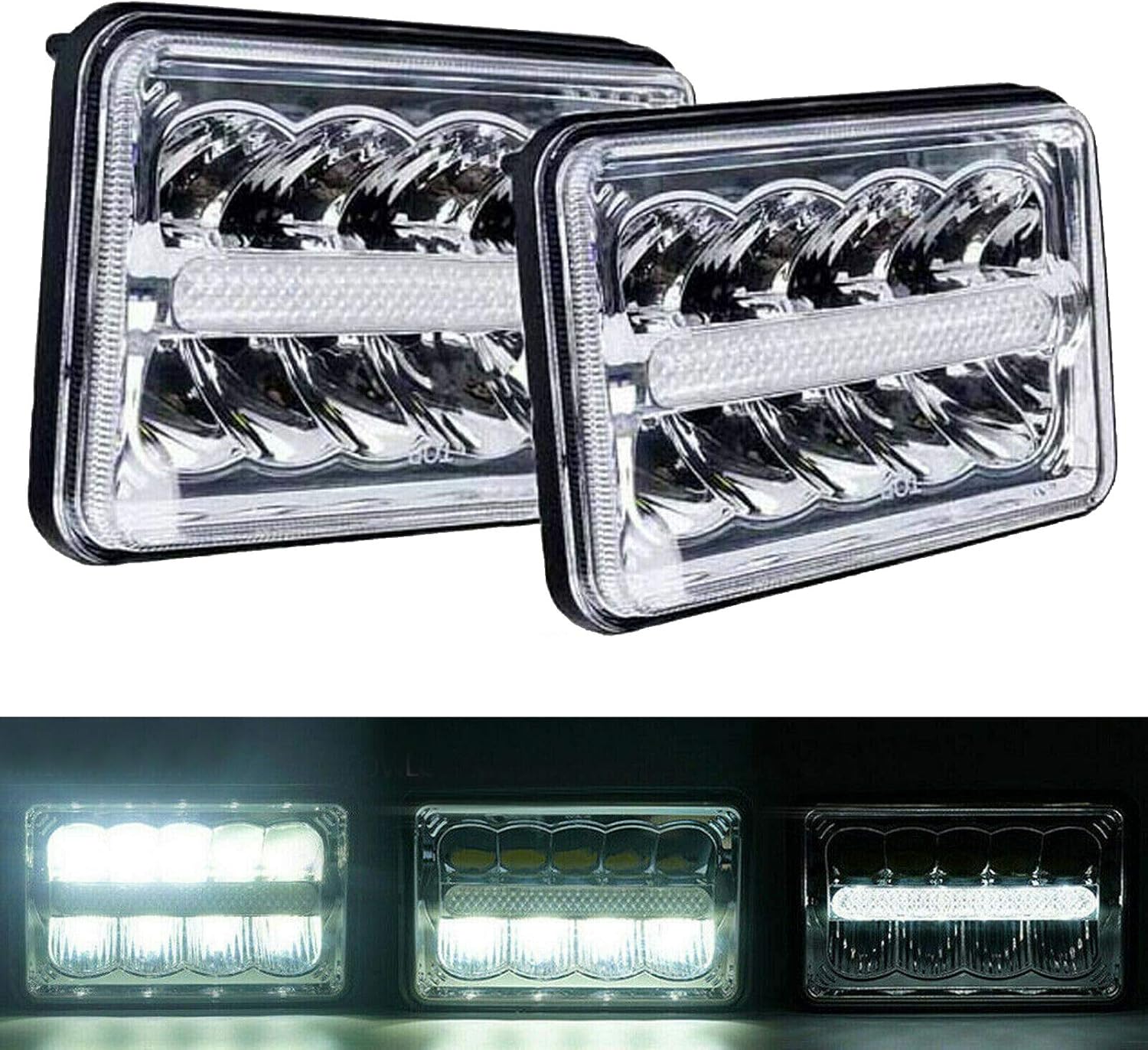 ZanGe 4x6 LED Headlights with High/Low Beam DRL Light, 4x6 Rectangular Conversion