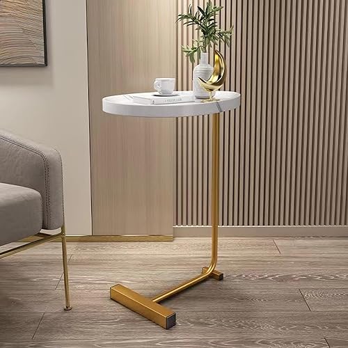 Miniatura 4 de Juego de 2 mesas auxiliares en forma de C, 2 mesas de sofá pequeñas, mesa auxiliar, mesita de noche con marco de metal para sofá, dormitorio, sala