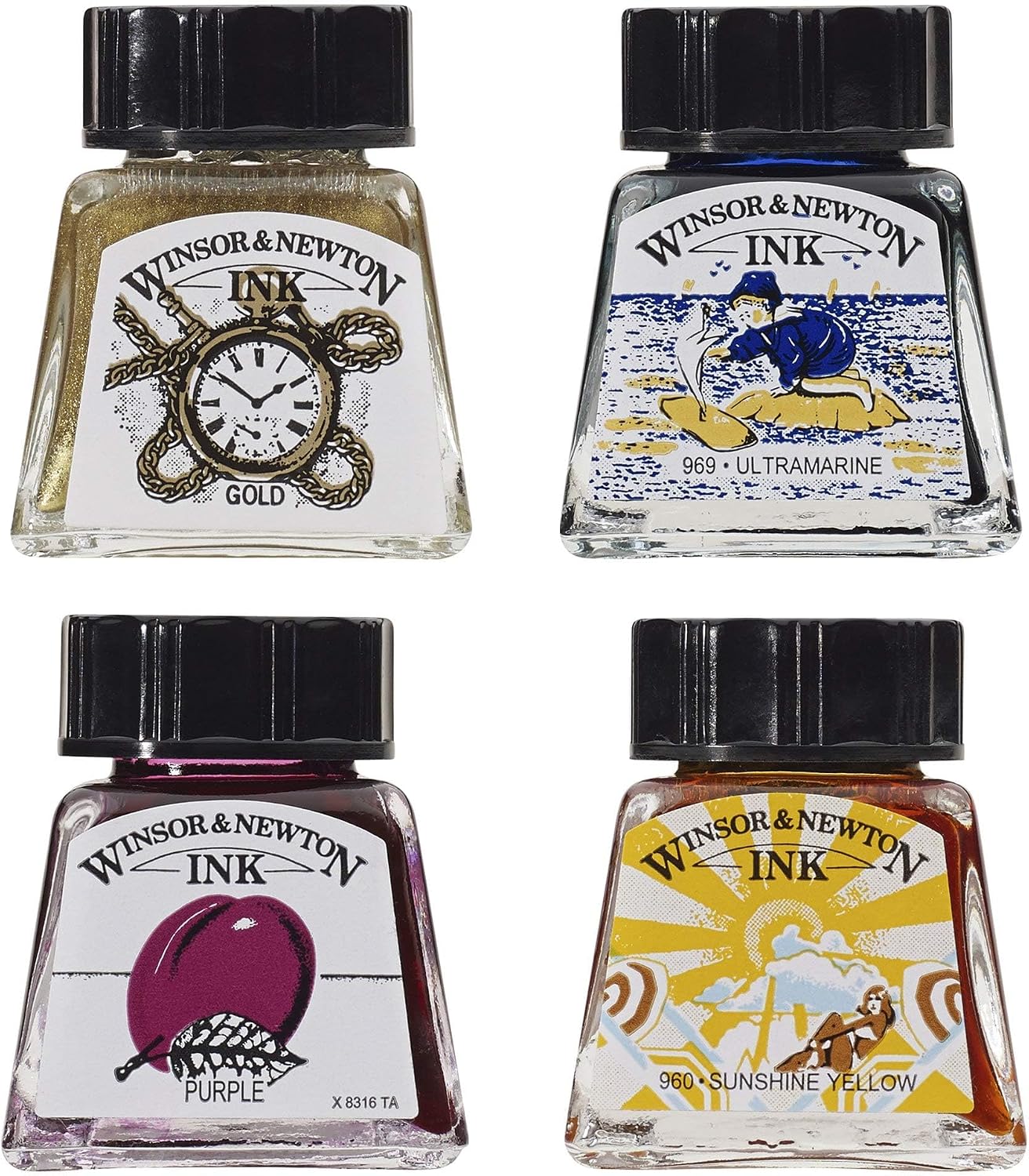 Winsor & Newton, Gold Drawing Ink, 14ml Bottle, Airbrush