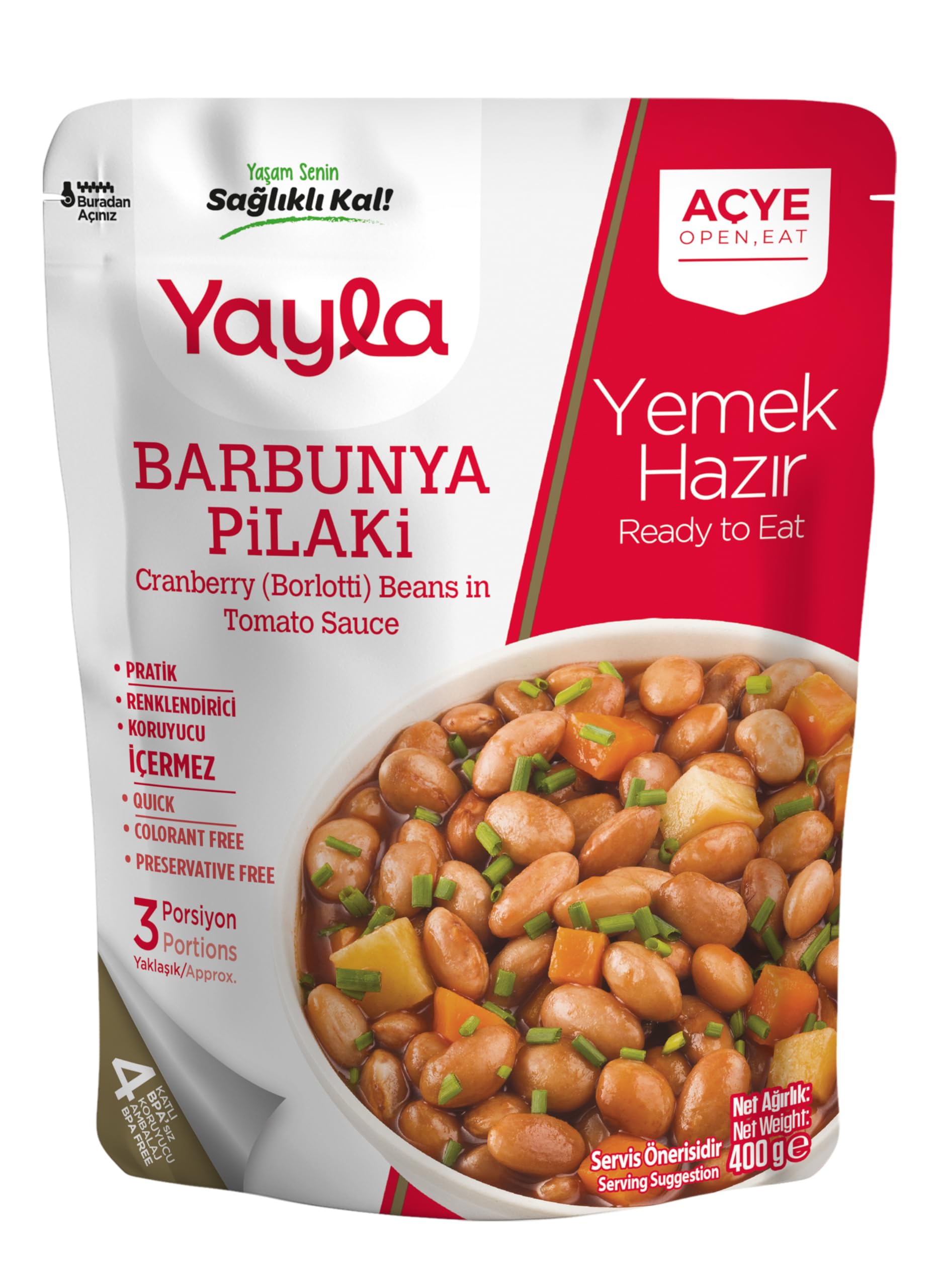 Yayla Barbunya Pilaki 400 gr, Tekli Paket