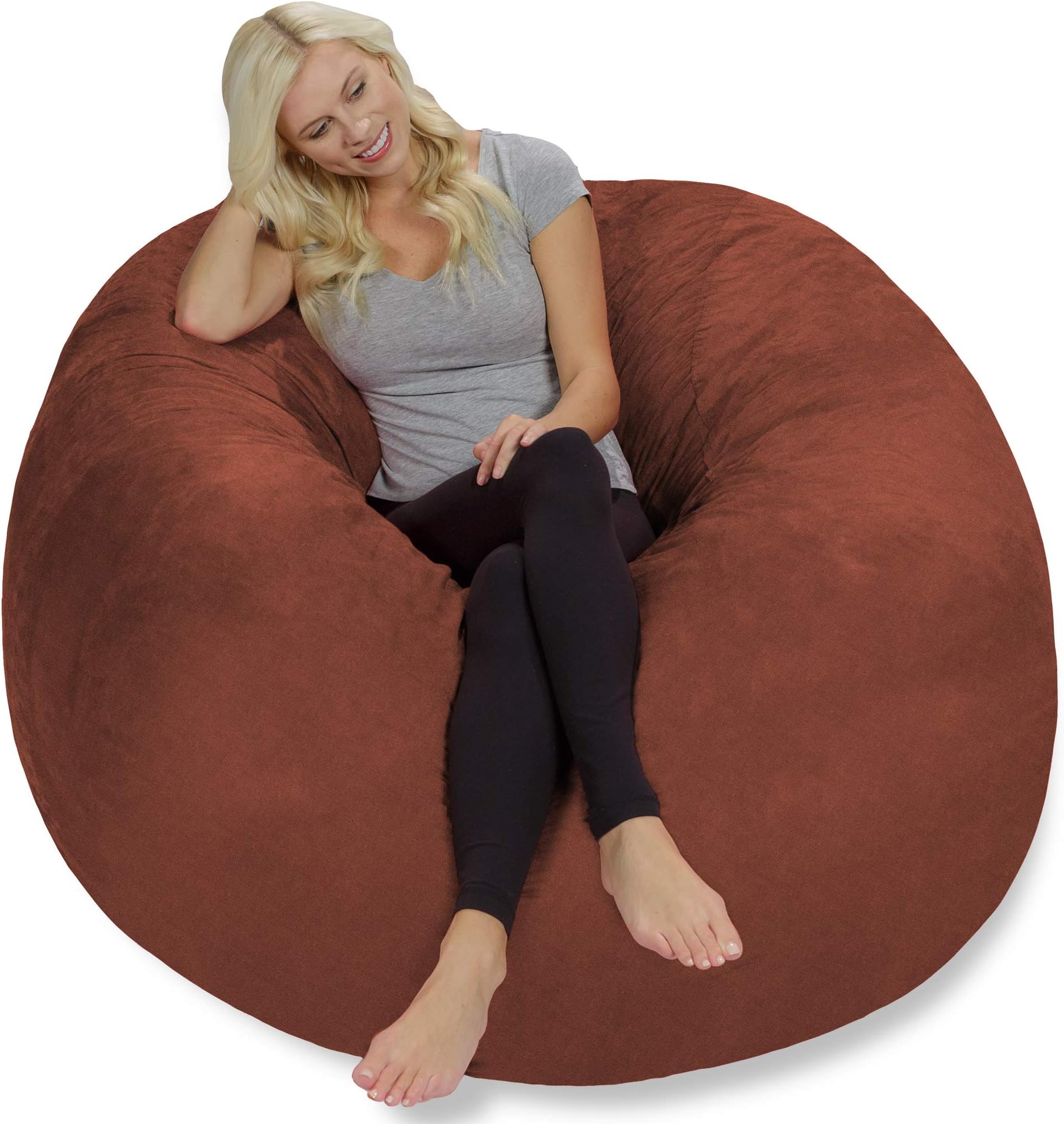 CHILL SACKChill Sack Bean Bag Chair: Giant 5' Memory Foam Furniture Bean Bag - Big Sofa with Soft Faux Linen Cover - Linen Brown