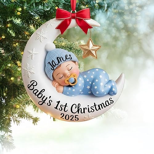 Miniatura 5 de Adorno personalizado para la primera Navidad del bebé 2025t 2025, adorno de coctelera personalizado con nombre, adornos personalizados de primera
