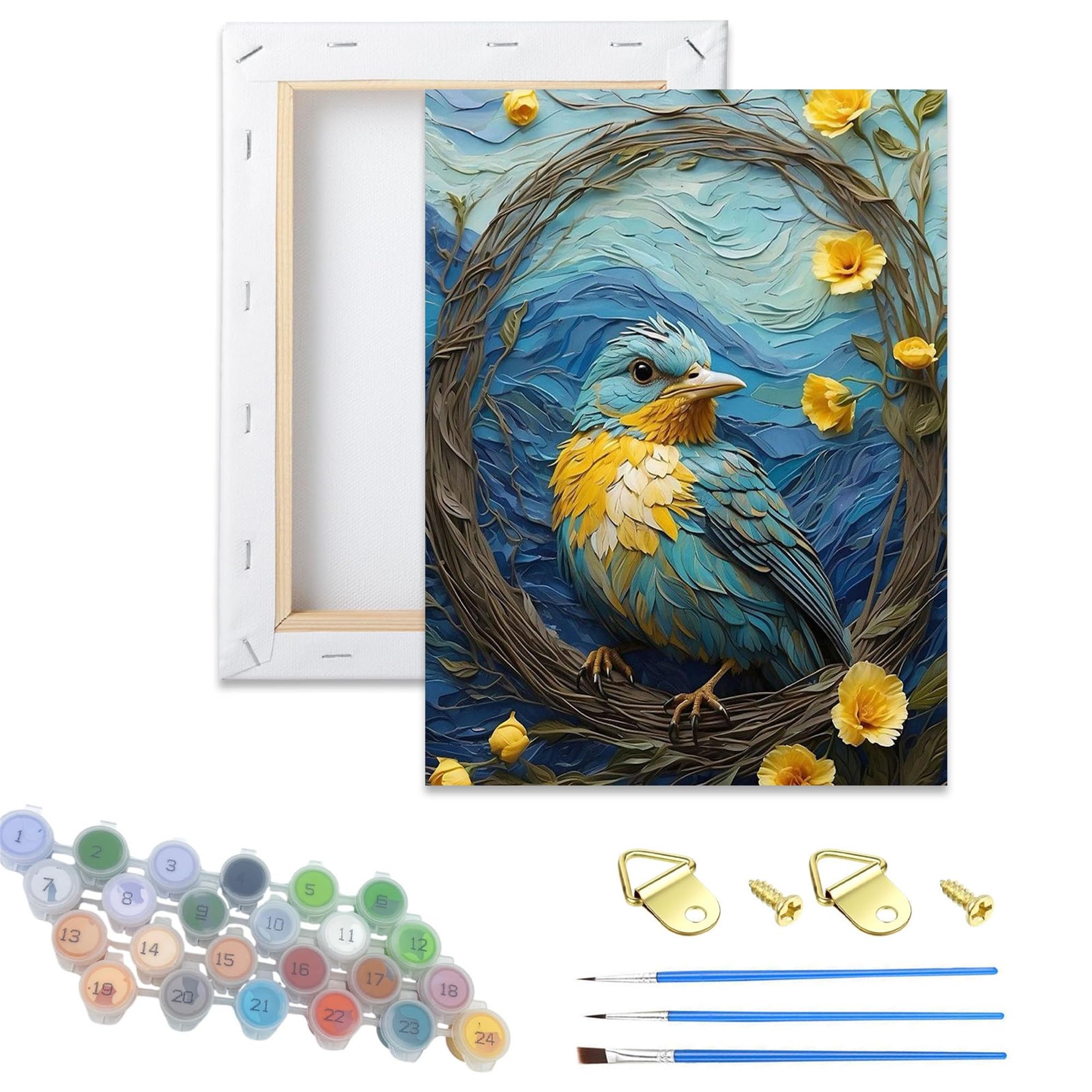 HEFEIS Wooden Framed Paint by Number for Adults,DIY Painting Kits for Adult,Color by Numbers Acrylic,Paint by Number Canvas Crafts Watercolor for Beginner Home Decor. (Bird)