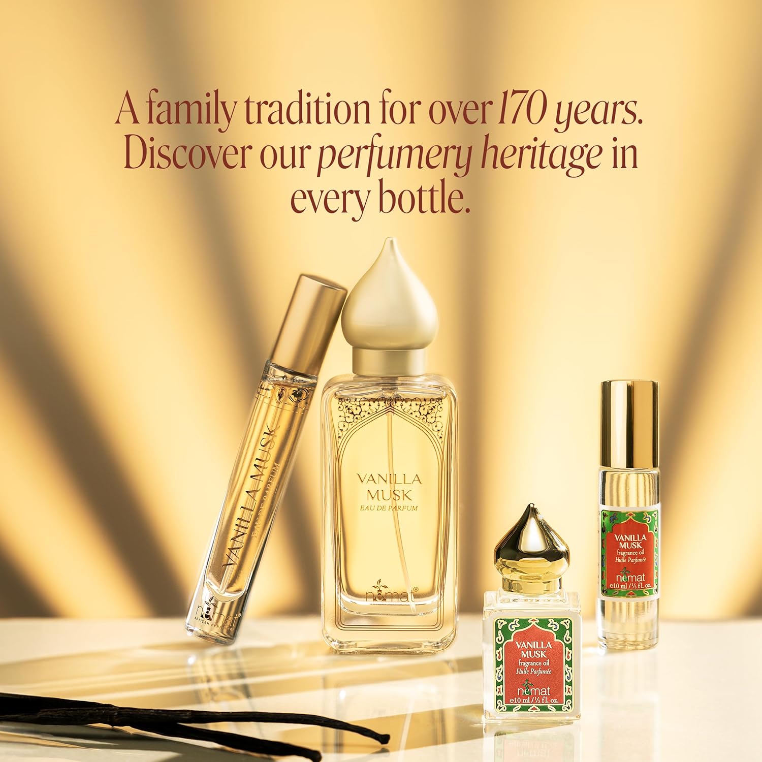 Vanilla Musk Perfume Oil Roll-On - Vanilla Fragrance Oil Roller (No Alcohol) Perfumes for Women and Men by Nemat Fragrances, 10 ml / 0.33 fl Oz thumbnail