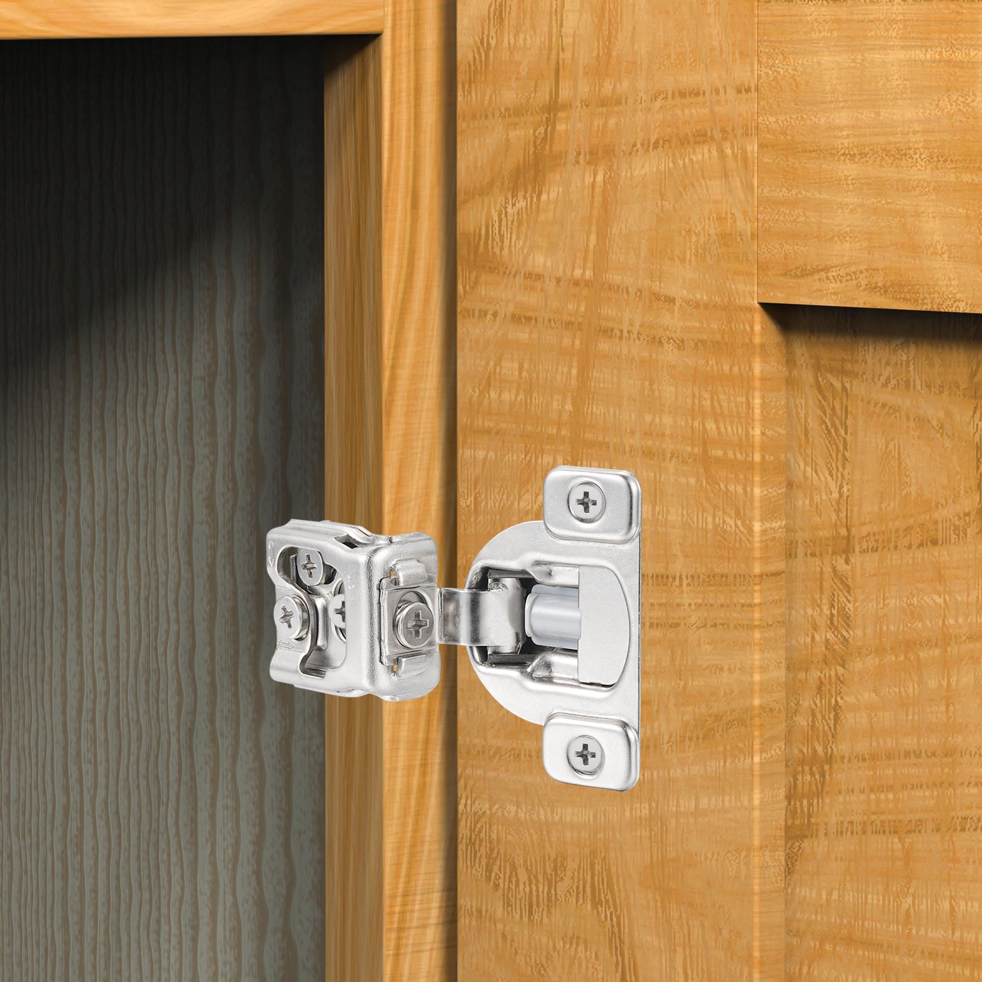 Schrankscharniere mit sanftem Schließmechanismus, 2,5 cm, für Küche, verdeckte Scharniere für Frontrahmen, europäische Scharniere mit gebürstetem Nickel, 2 Stück