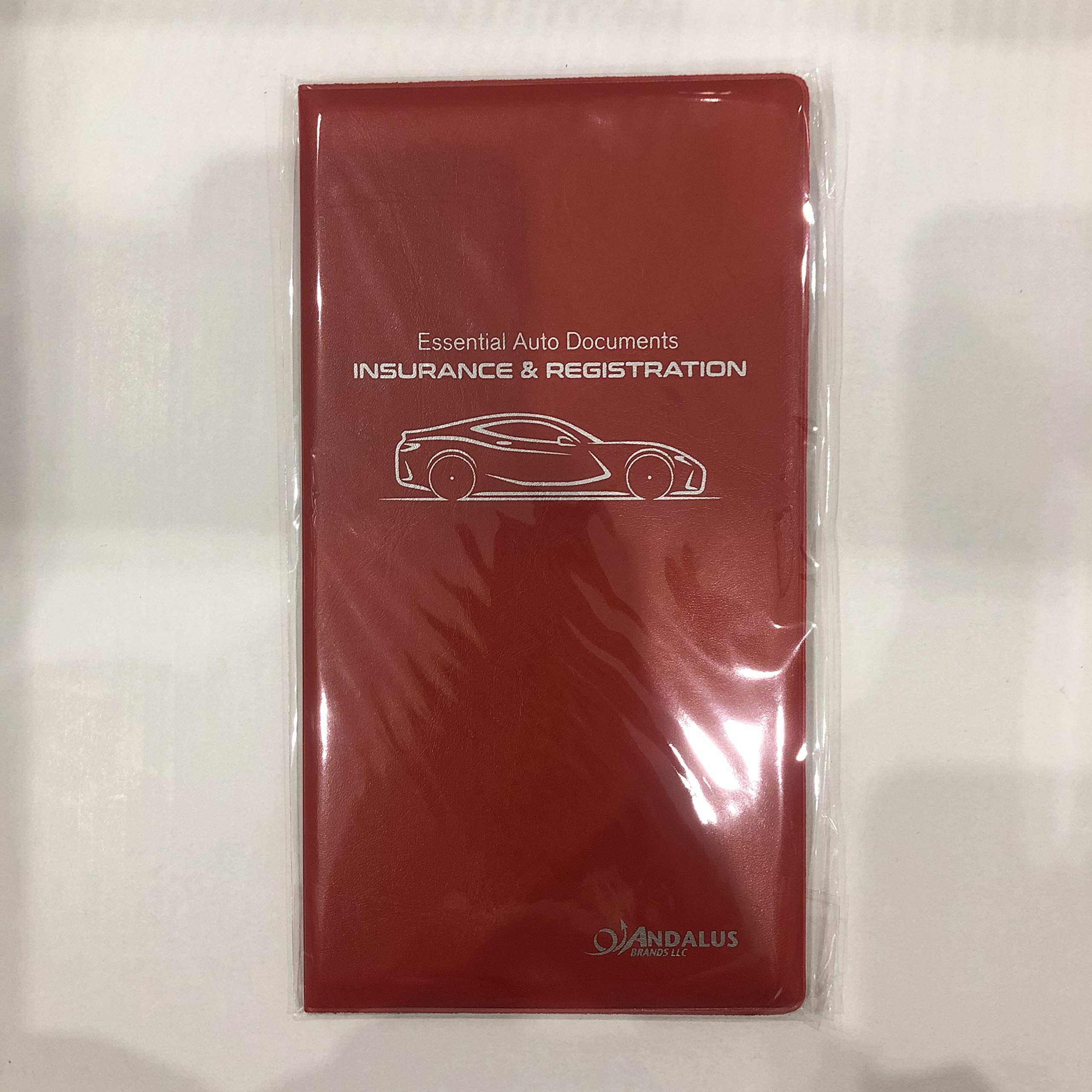 Andalus Car Registration & Insurance Card Holder, Essential Auto Documents - Glove Box Important Document Organizer - Car Accessories for Men & Women - Car Organizer & Car Essentials - Red (1 Pack)