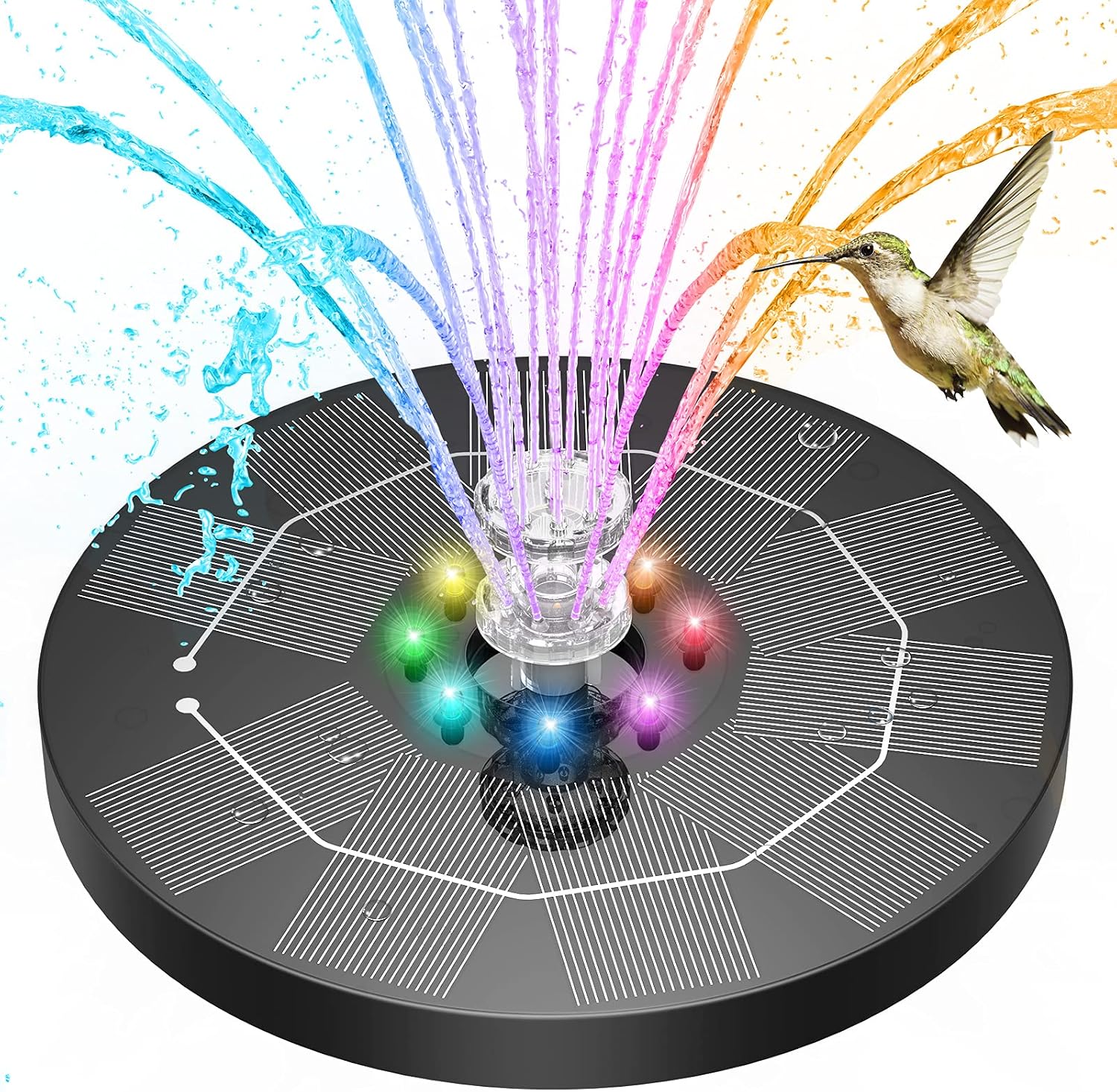AISITIN 3.5W LED Solar Fountain for Birdbath, Double Nozzle Fancy Fountain, Upgraded Version of 6 Nozzles, Solar Powered Fountain Pump