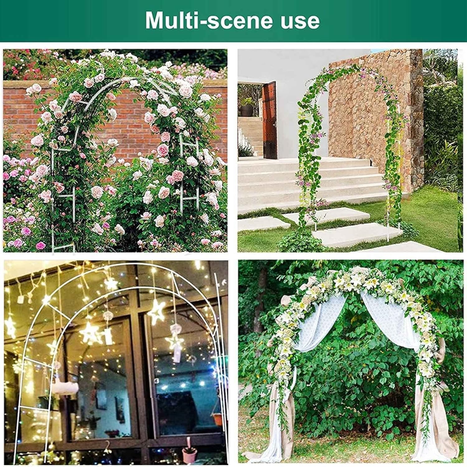 Outdoor Metal Garden Arbor Arch - DIY Wedding Arch, Decorative Pergola Stand, Climbing Plant Support Trellis, Weather-Resistant Flower Frame for Garden Backdrop