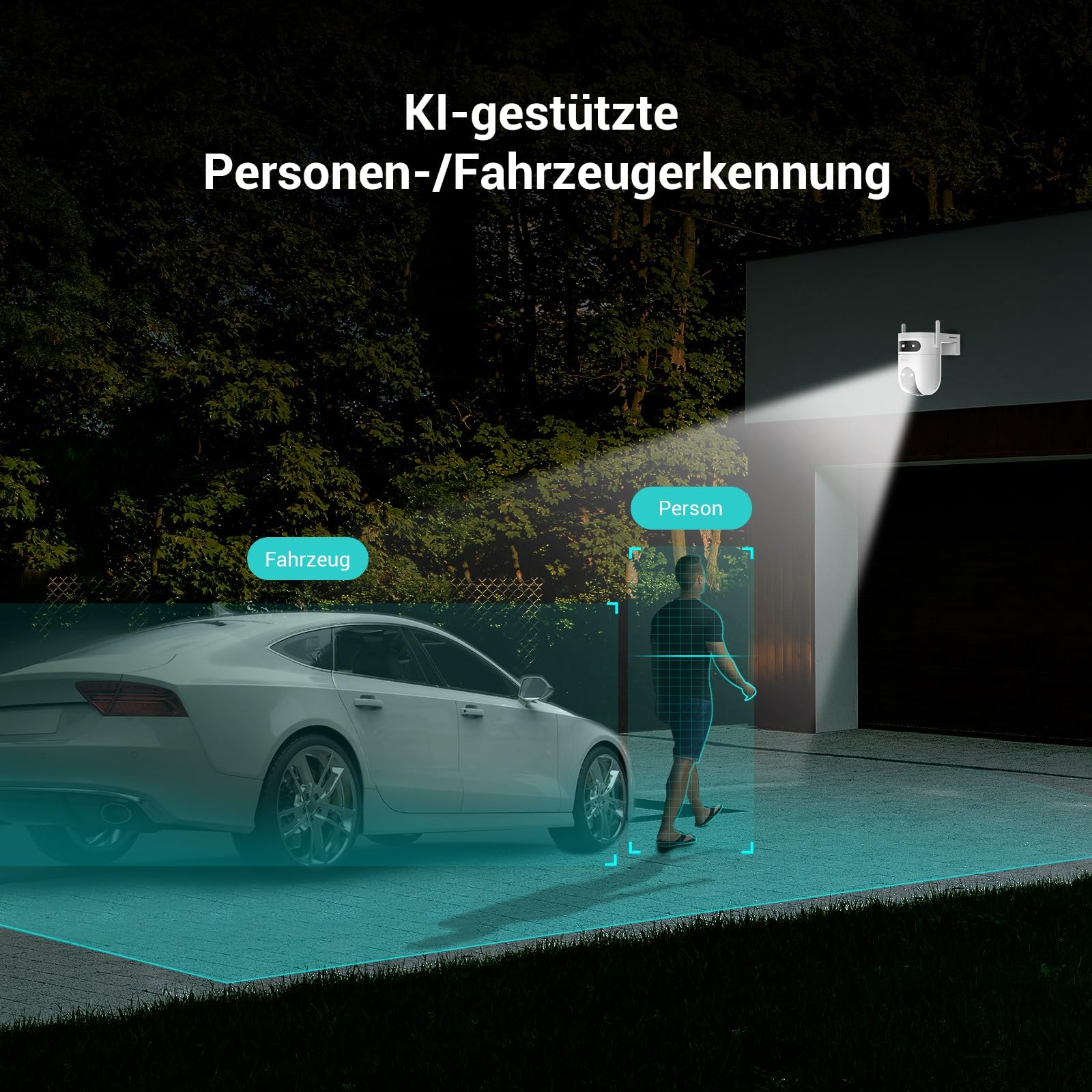 EZVIZ 5MP+5MP Überwachungskamera Aussen WLAN mit Dual-Lens, 2,4 & 5GHz WLAN, 360° Pan & Tilt Überwachung Outdoor, KI-Erkennung, Auto-Tracking, Farbnachtsicht, Wetterfest, 2-Wege-Audio, H9c Dual 3K