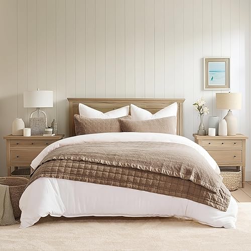 Miniatura 7 de EVERGRACEHOME Juego de edredón de algodón lavado a la piedra, tamaño King, ultra suave, juego de colcha de gran tamaño, juego de ropa de cama ligera