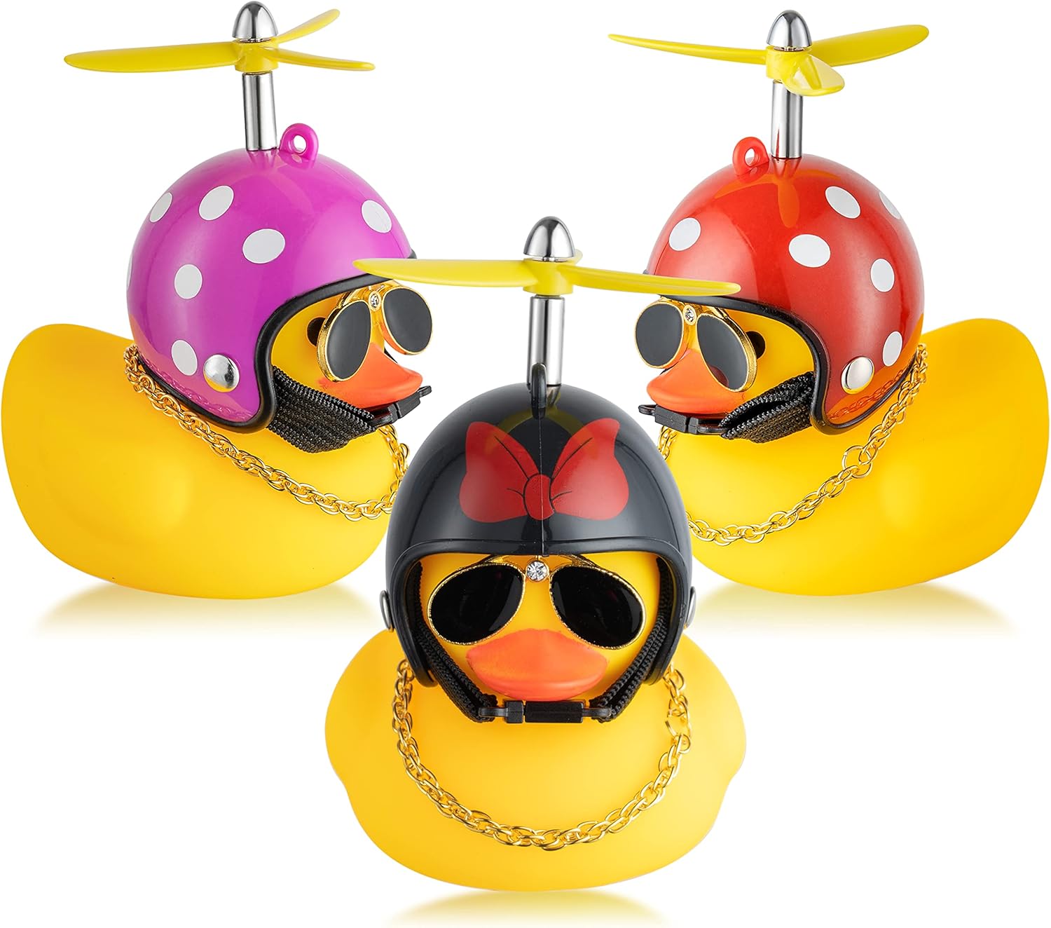 3Pcs Rubber Yellow Duck Toy for Car Ornaments Dashboard Car Duck Cool