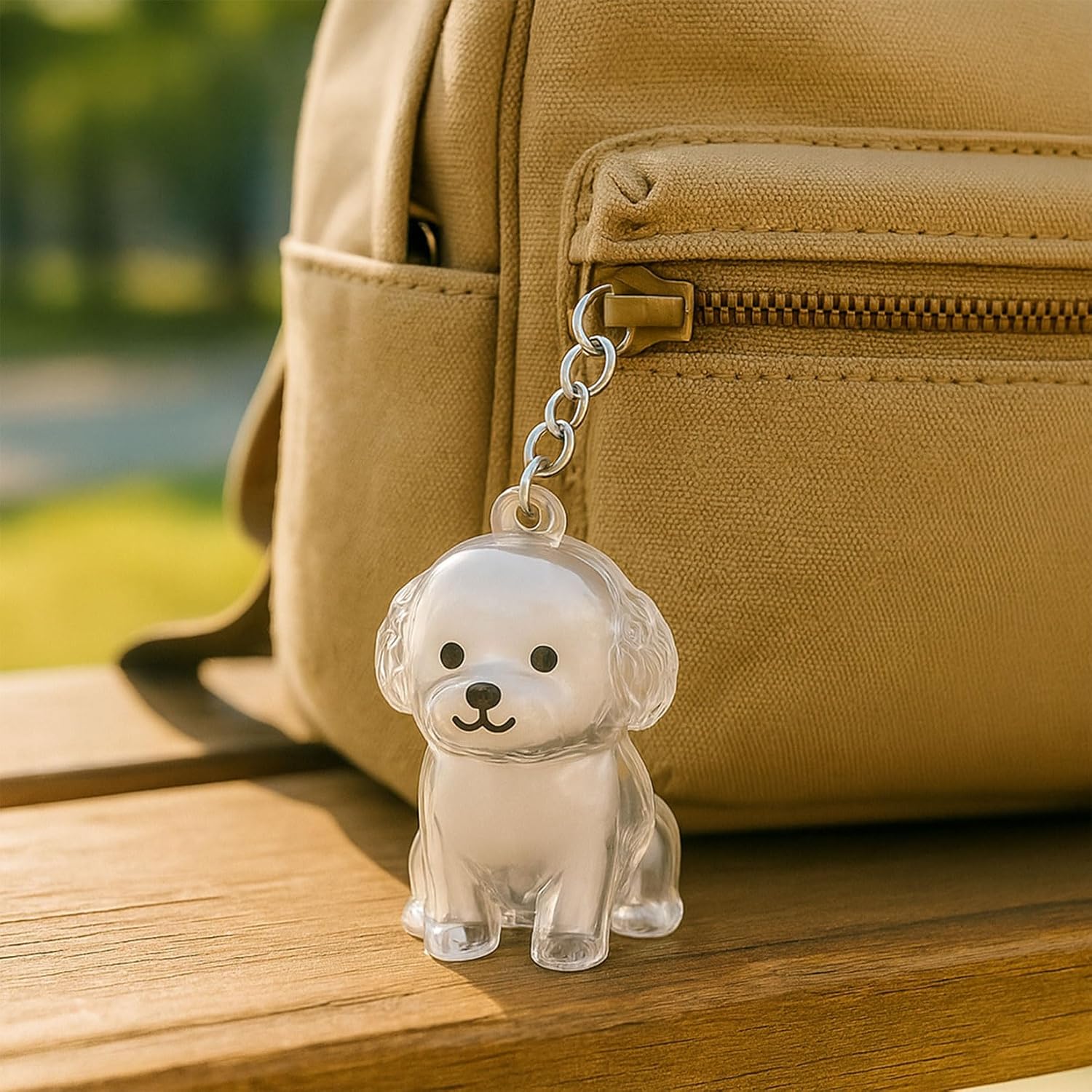 Clear Bichon Frise Keepsake Keychain – Transparent Pet Memorial Pendant for Hair, Ashes, Glitter or Sand, Cute Dog Hair Collector Keychain image 3