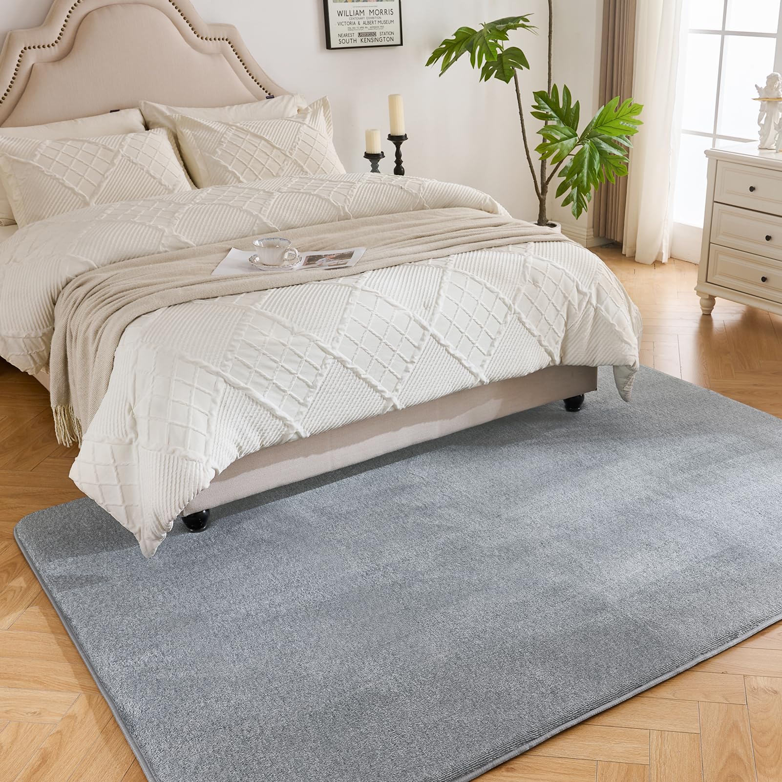 VK·LIVING Tapis de qualité supérieure - 30 mm d'épaisseur - Éponge haute densité douce à poils moyens - Tapis antidérapant pour salon, chambre à coucher, chambre d'enfant, bureau - Gris - 120 x 170 cm