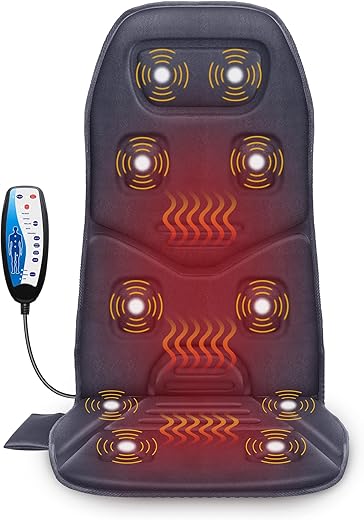 COMFIER Back Massager with Heat, 10 Motors Vibration Seat Massager, Chair Massage Pad, Heated Chair Pad, Chair Warmer,Gifts for Elderly, Mom, Dad (Gray) B09N741SNF