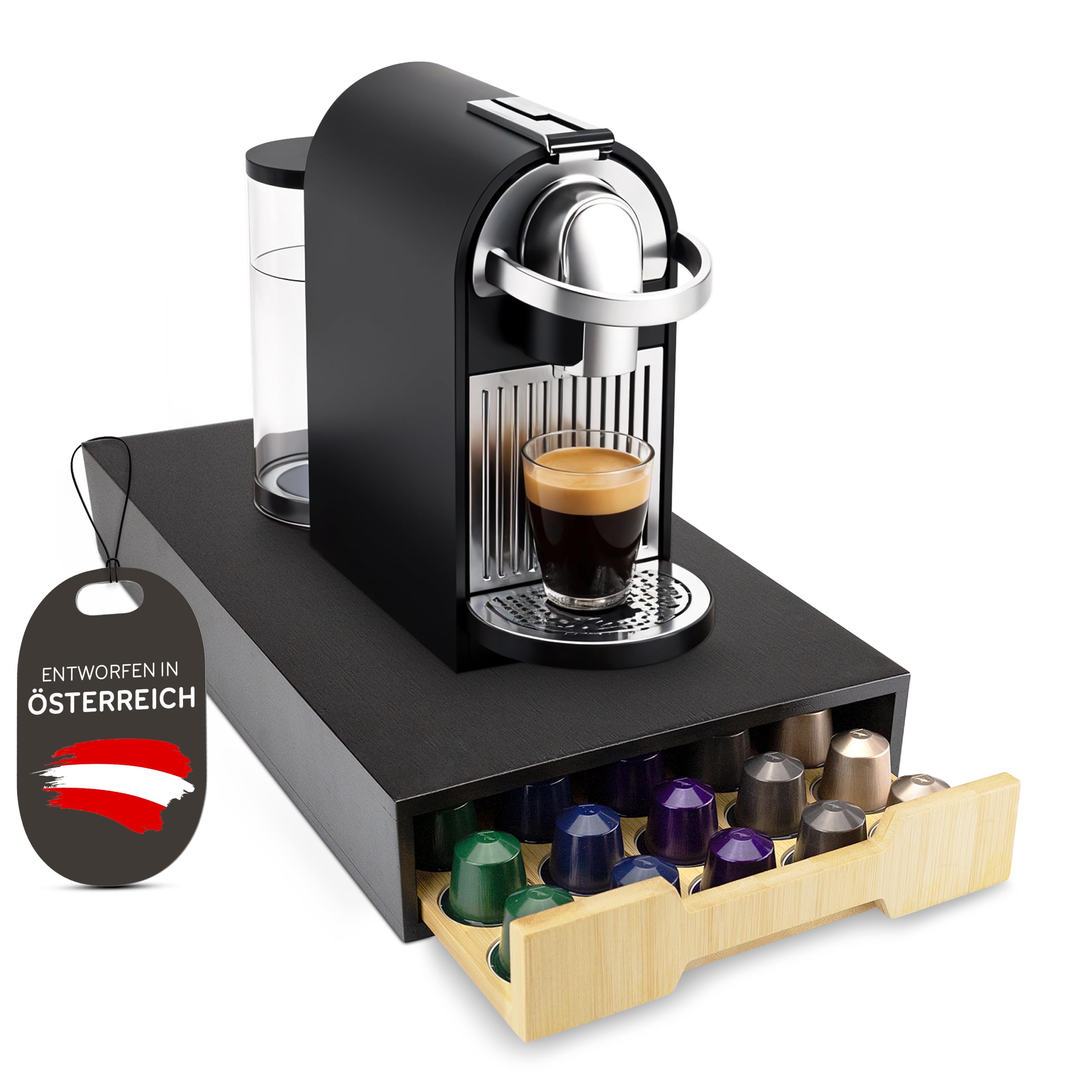 akmera Capsule Holder for Nespresso Capsules - Practical Coffee Capsules Storage for 45 Nespresso Capsules as Nespresso Capsule Holder Drawer with Individual Compartments for Nespresso Capsules