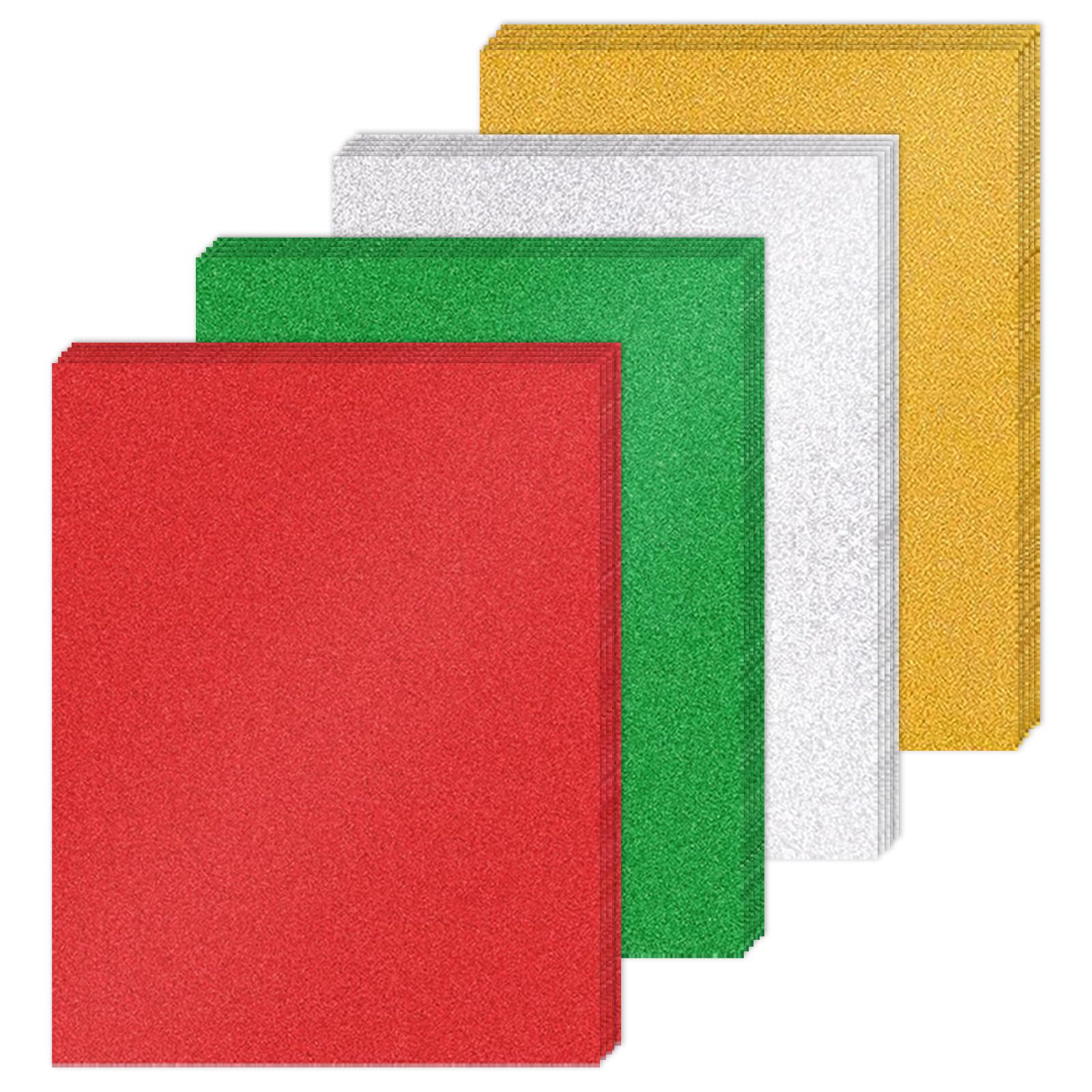 30 Sheets Christmas Glitter Cardstock 8.5" x 11", 92lb Heavyweight, No Shed