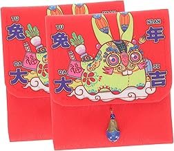 FOYTOKI 2 Peças 2023 Bolsa De Dinheiro Da Sorte Festival Da Primavera Hongbao Ano Novo Chinês Hong Bao Envelope De Dinheiro 2023 Ano Do Coelho Pacotes Vermelhos 2023 Ano Novo Bolso