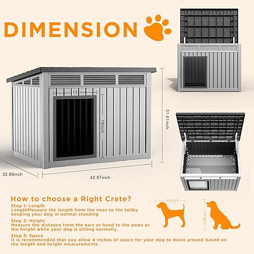 Miniatura 3 de DRATO Casa para perros tanto para interiores como exteriores, con techo resistente a la intemperie, pisos extraíbles para perros medianos a grandes,