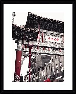 Amanti Art Framed Wall Art Print 21x17 Chinatown Reds II by Sonja Quintero, Architecture Wall Art, Global Decor, Small Poster Painting Artwork for Living Room, Bedroom, Bathroom, Kitchen, Office or