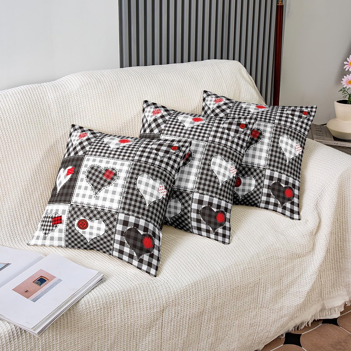 YCOLL - Set di 2 federe per cuscini in stile rustico, 60 x 60 cm, stile bohémien