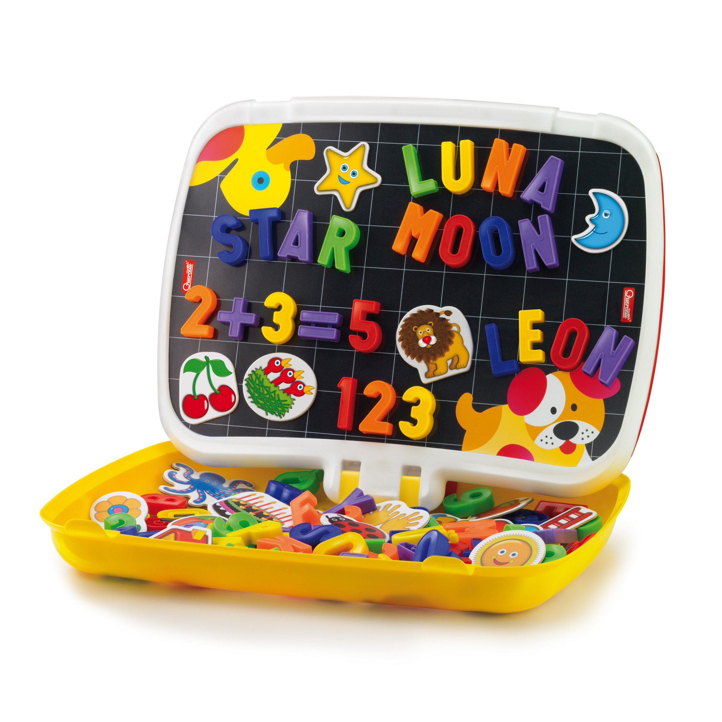 Quercetti 5285 - Combi ABC+123 Gioco Valigetta Multifunzione, Multicolore, 110 Pezzi